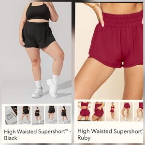 POPFLEX-DOUBLE DEAL- High Waist Athletic Shorts (Black & Ruby)